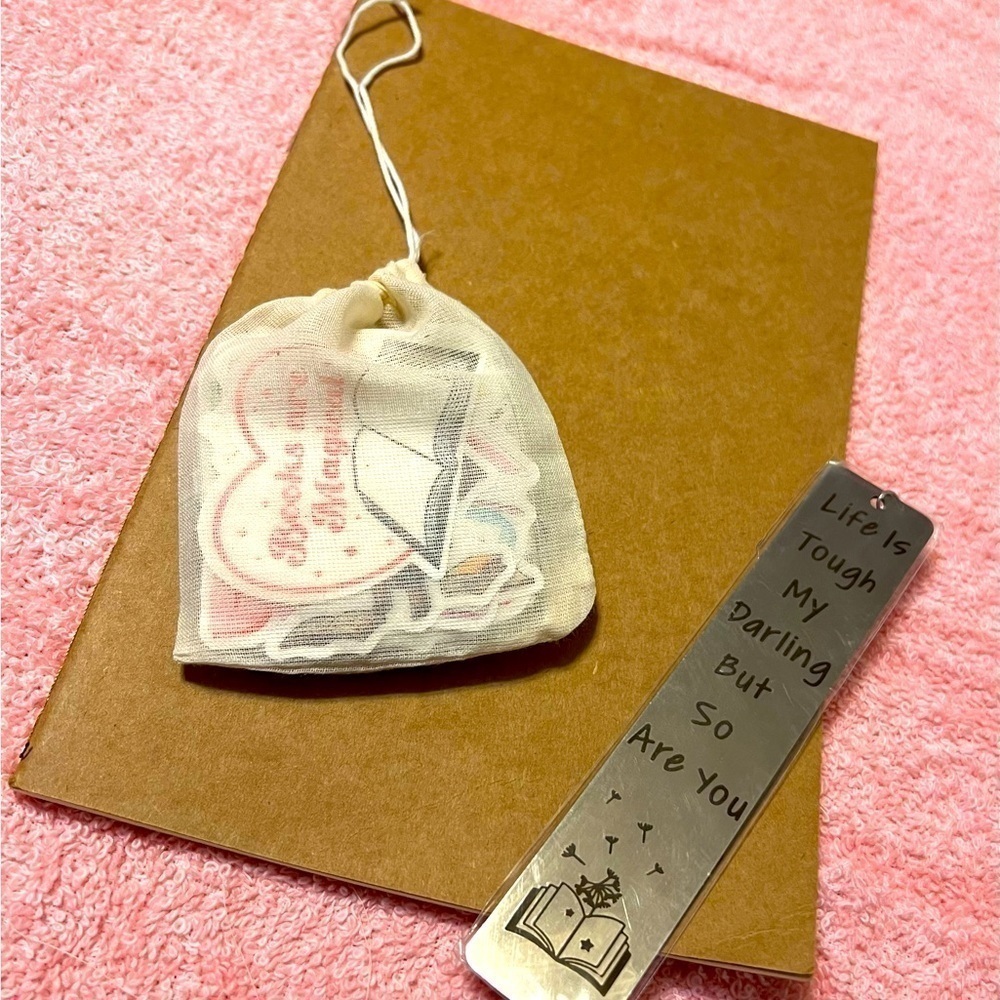 Great gift set!  Journal, Metal Bookmark and Cute Sticker lot for journal!